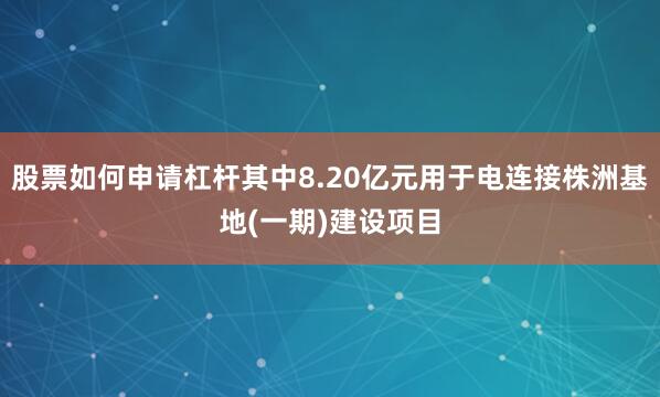 股票如何申请杠杆其中8.20亿元用于电连接株洲基地(一期)建设项目